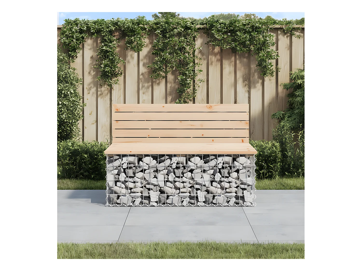 Banc de jardin design de gabion 103x70x65 cm bois massif de pin PEWV87745