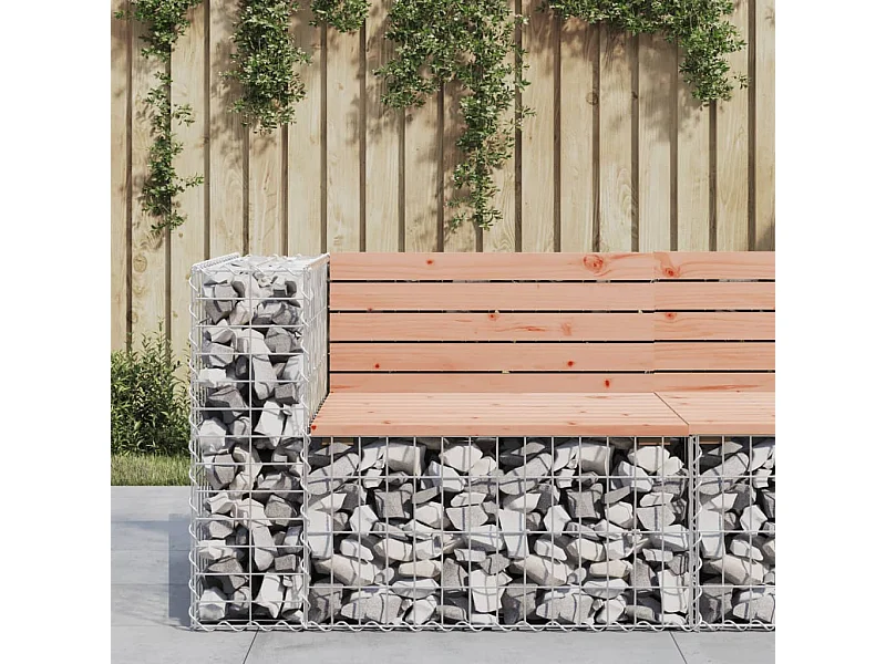 Banco jardín diseño gaviones madera abeto Douglas 92x71x65,5 cm ES89020