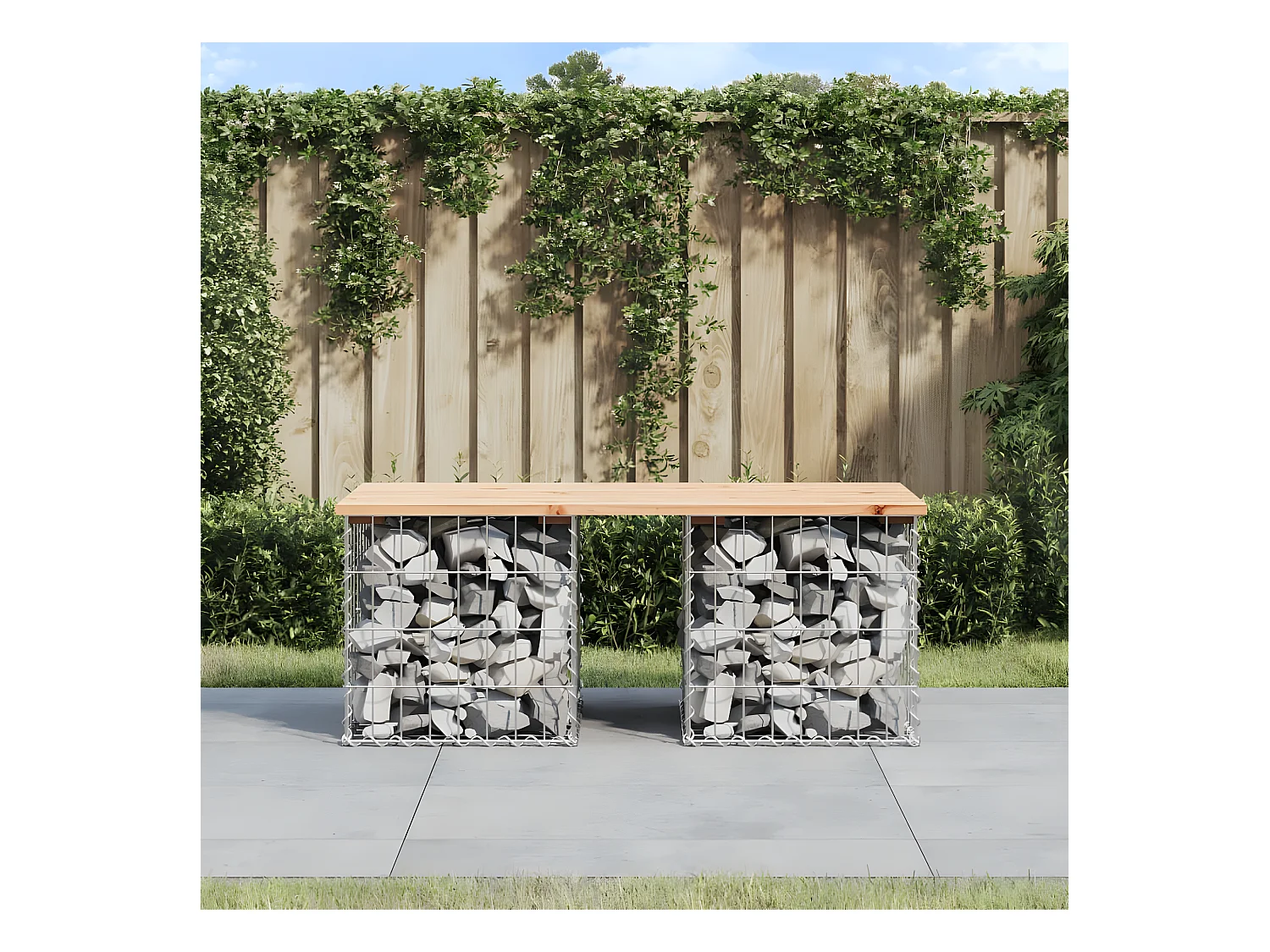 Banc de jardin design de gabion 103x44x42 cm bois massif de pin PEWV37147