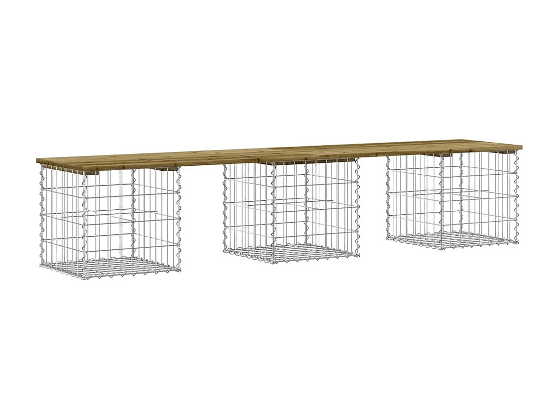 Banco jardín diseño gaviones madera pino impregnada 203x44x42cm ES56156