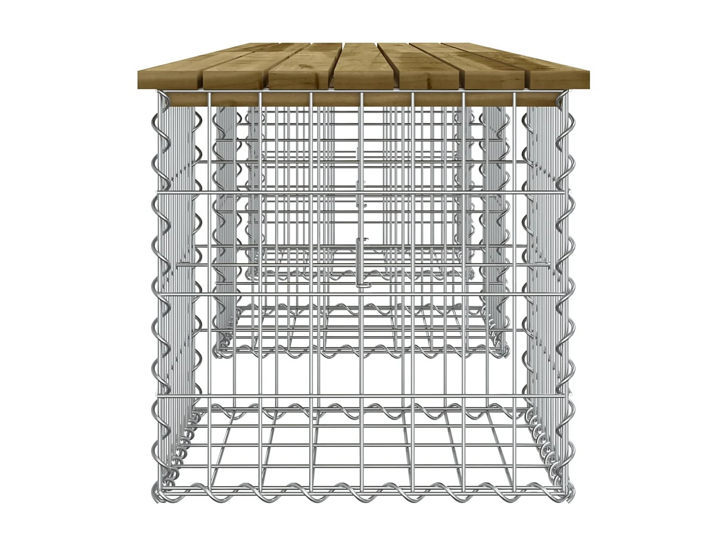 Banco jardín diseño gaviones madera pino impregnada 203x44x42cm ES56156