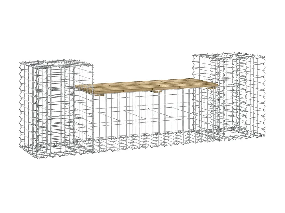 Banc de jardin design gabion 183x41x60,5cm bois de pin imprégné PEWV10339