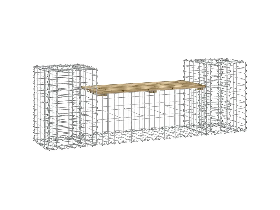 Banc de jardin design gabion 183x41x60,5cm bois de pin imprégné PEWV10339
