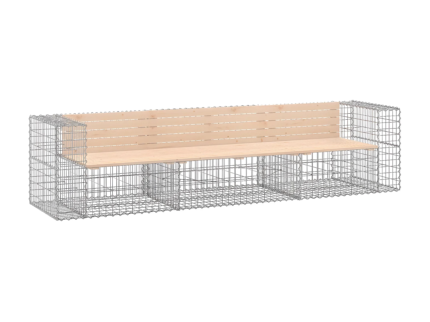 Banco de jardim c/ design gabião 287x71x65,5 cm pinho maciço PT359744