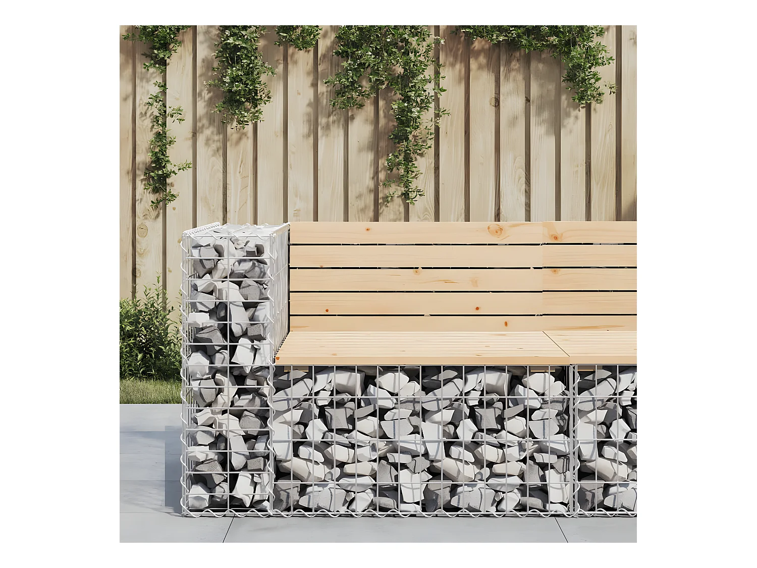 Banc de jardin design gabion 92x71x65,5 cm bois massif de pin PEWV24636