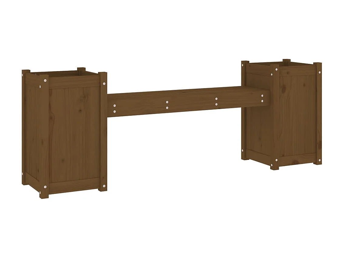 Banc avec jardinières marron miel bois massif de pin PEWV96923