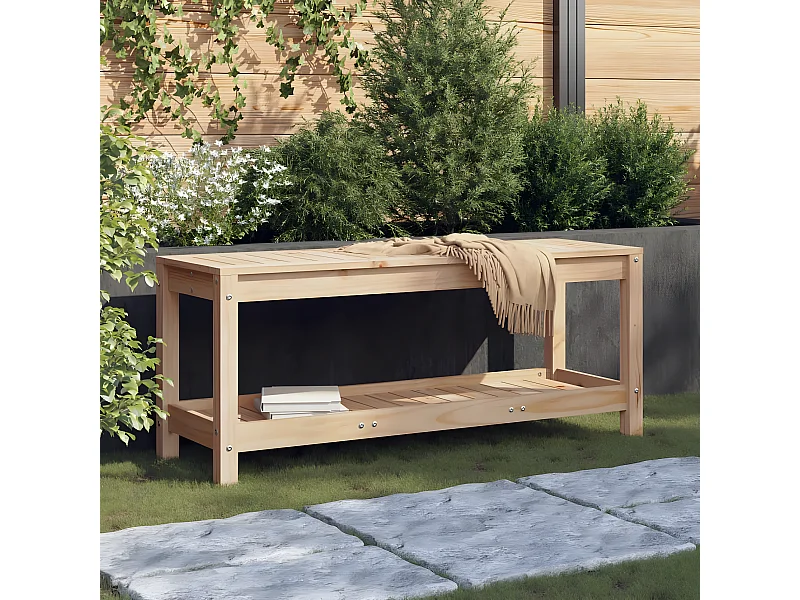 Banco de jardín de madera maciza de pino 108x35x45 cm ES51762