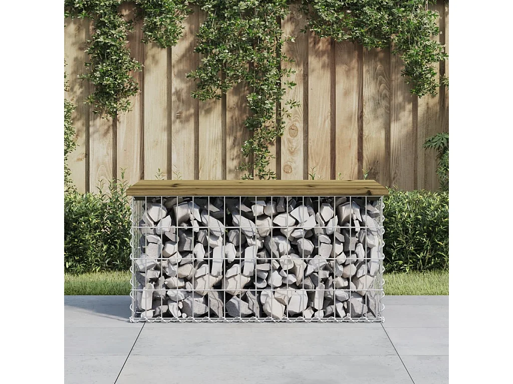 Banc de jardin design gabion 83x44x42 cm bois de pin imprégné PEWV62703