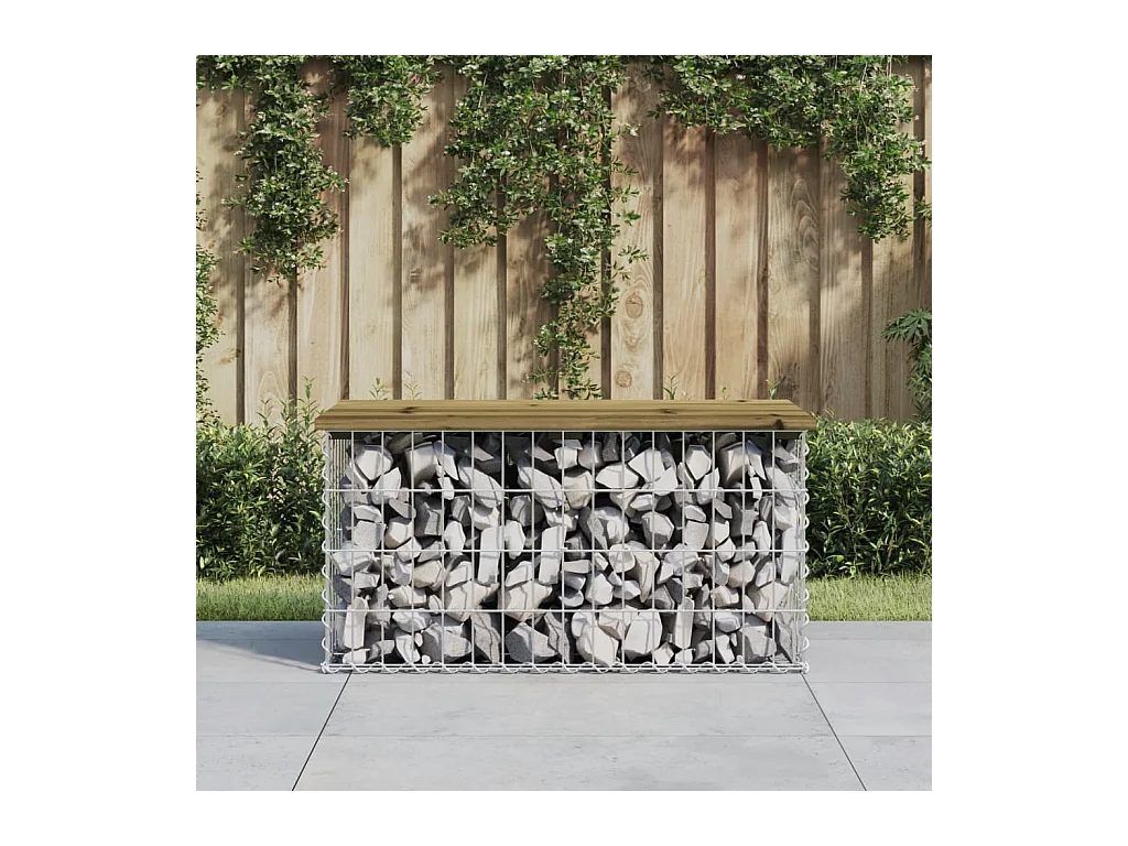 Banc de jardin design gabion 83x44x42 cm bois de pin imprégné PEWV62703