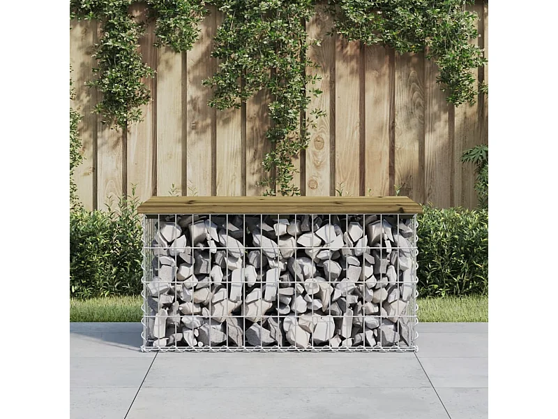 Banc de jardin design gabion 83x44x42 cm bois de pin imprégné PEWV62703