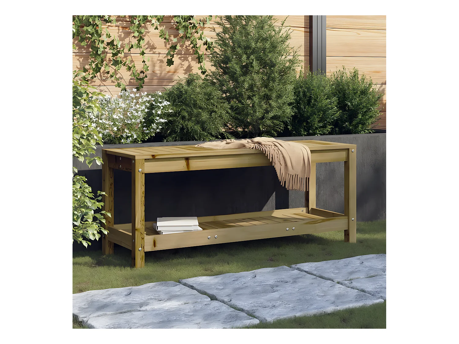 Banc de jardin 108x35x45 cm bois de pin imprégné PEWV25625