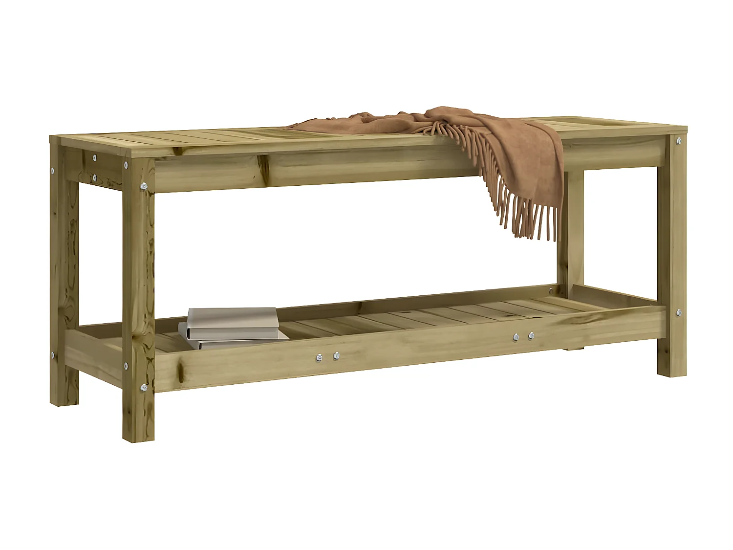 Banco de jardín de madera maciza de pino 108x35x45 cm ES24745