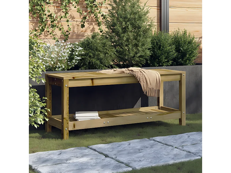 Banco de jardín de madera maciza de pino 108x35x45 cm ES24745