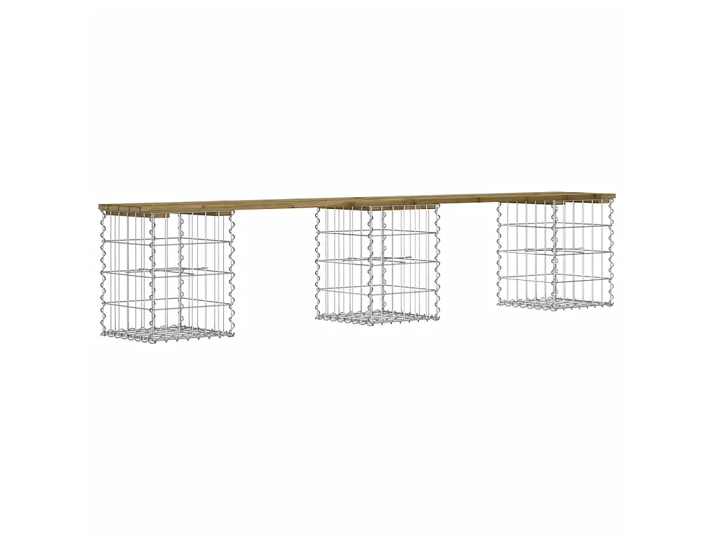 Banc de jardin design gabion 203x31x42 cm bois de pin imprégné PEWV50339