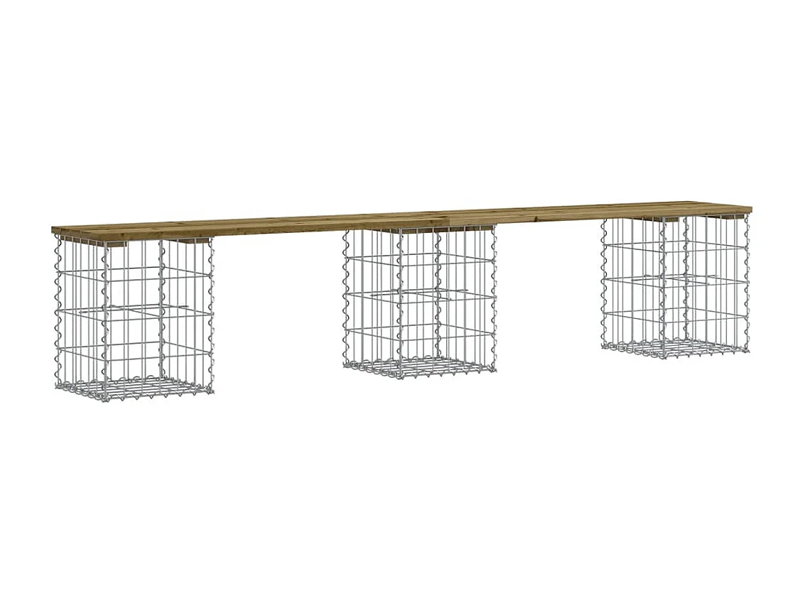 Banco de jardim c/ design gabião 203x31x42 cm pinho impregnado PT325652