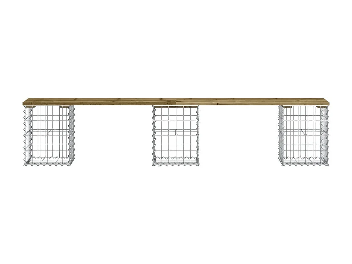 Banco de jardim c/ design gabião 203x31x42 cm pinho impregnado PT325652