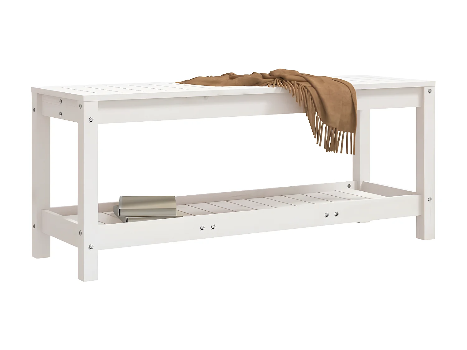 Banco de jardín madera maciza de pino blanco 108x35x45 cm ES90591