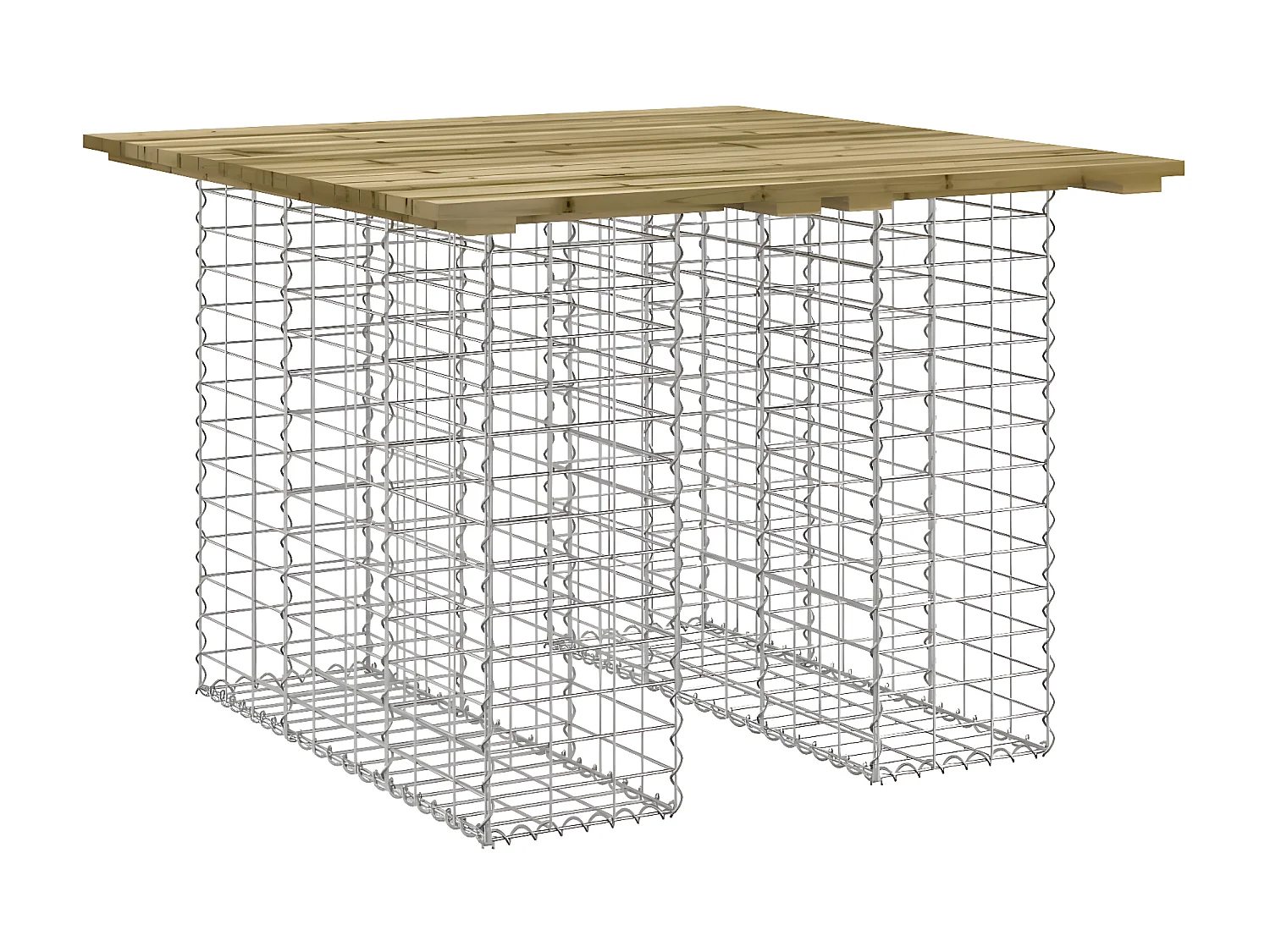 Banco de jardim c/ design gabião 100x102x72 cm pinho impregnado PT389712