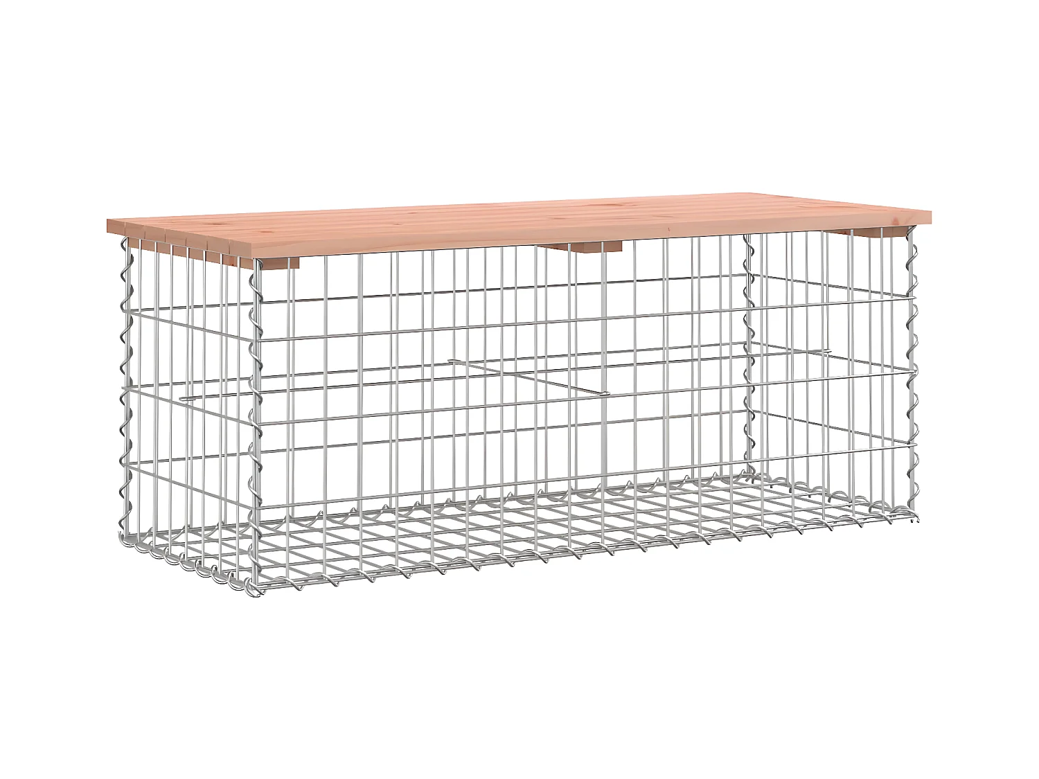 Banco jardín diseño gaviones madera abeto Douglas 103x44x42 cm ES36844