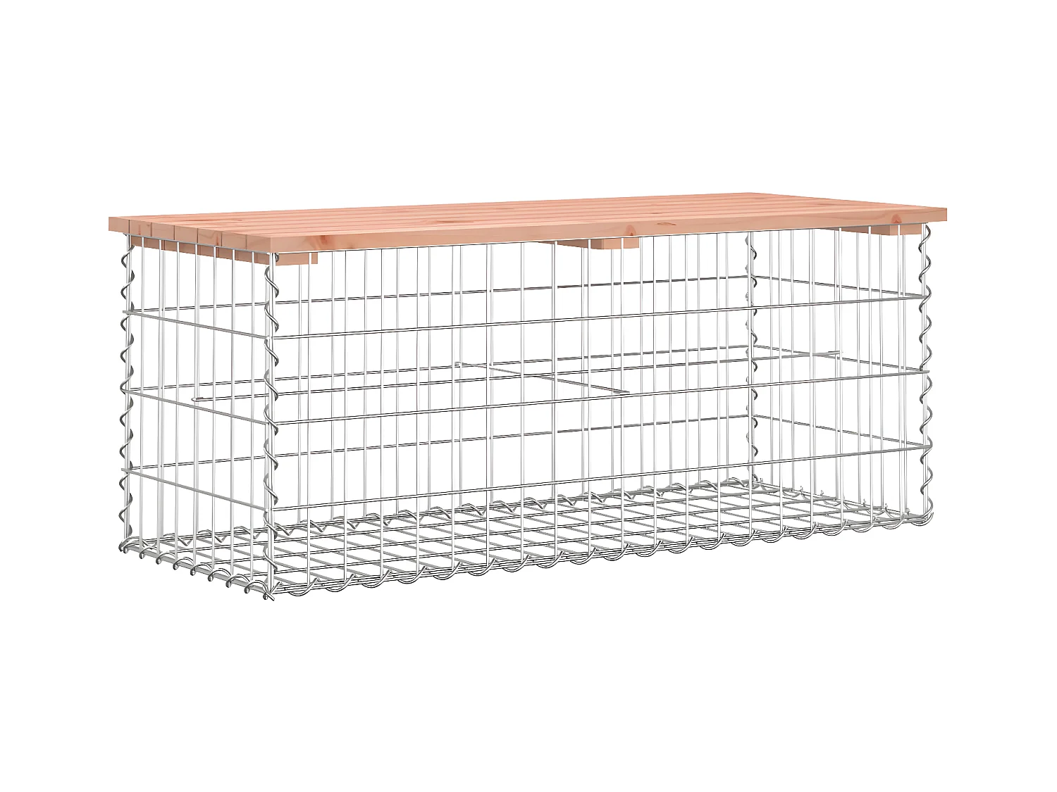 Banco jardín diseño gaviones madera abeto Douglas 103x44x42 cm ES36844