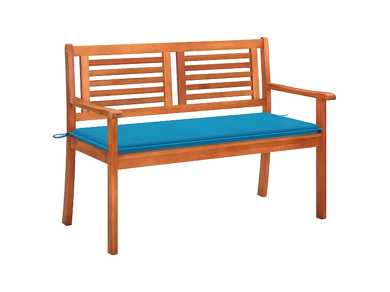 Banco de jardín 2 plazas madera maciza eucalipto y cojín 120 cm ES42973