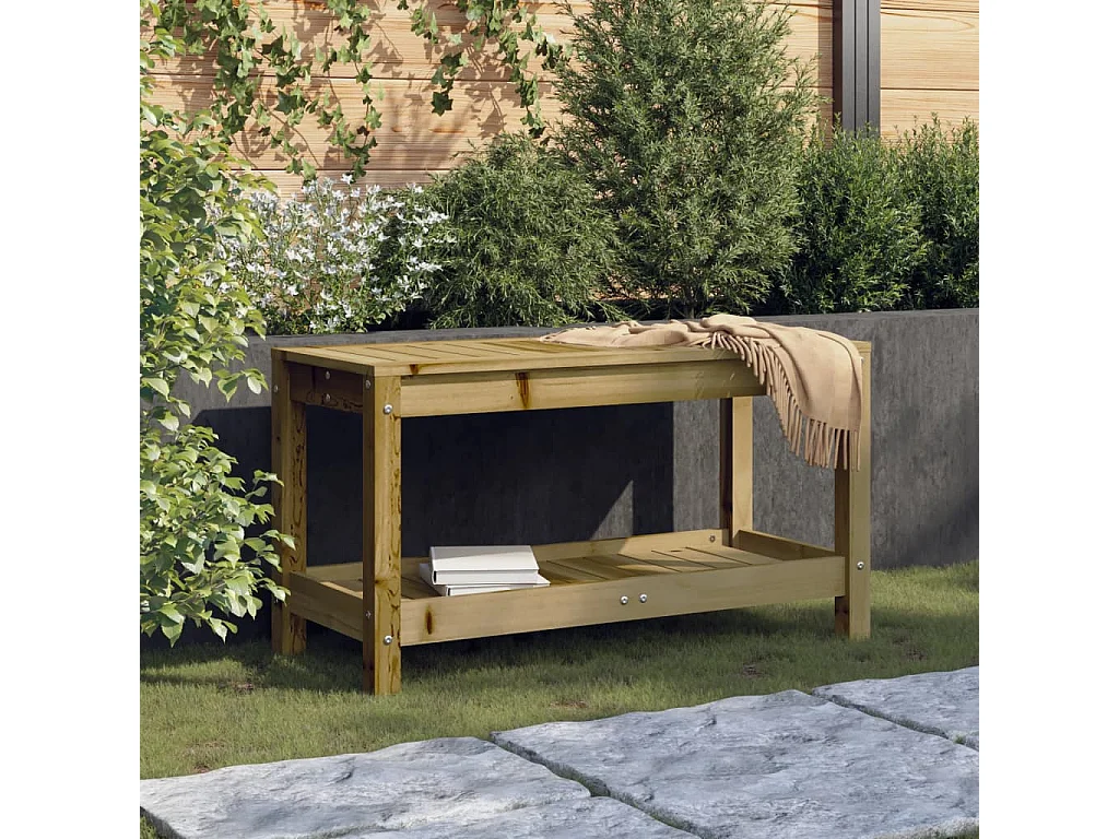 Banco de jardín de madera maciza de pino 82,5x35x45 cm ES62287