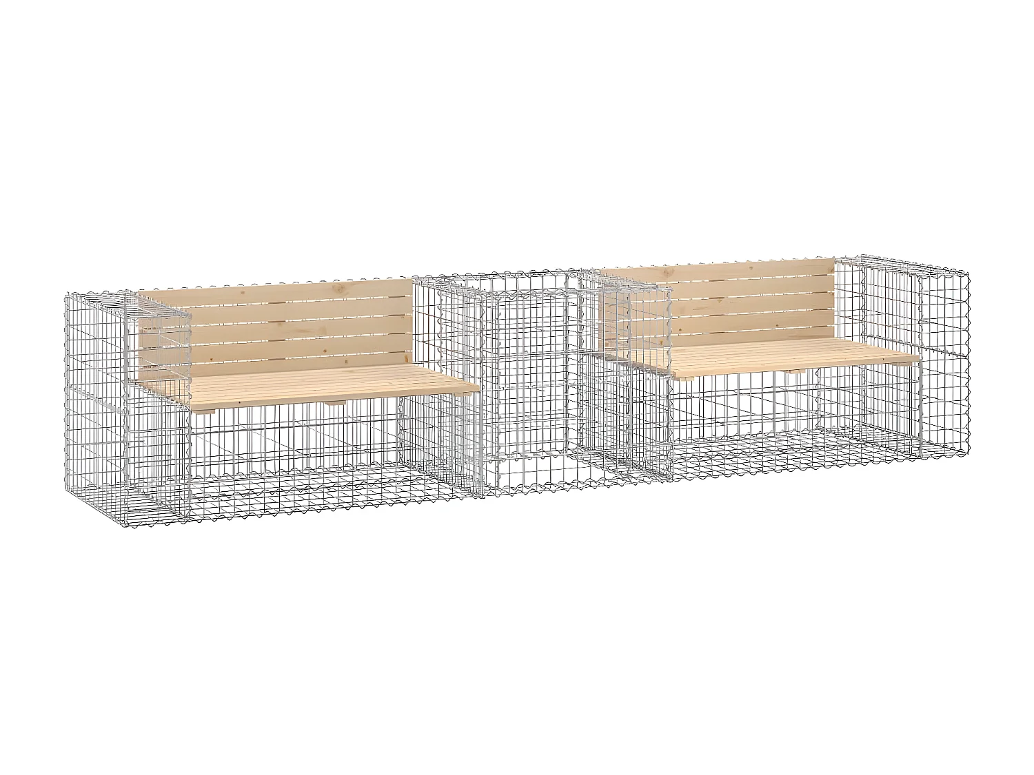 Banco de jardín con cesta de gaviones madera maciza de pino ES57414