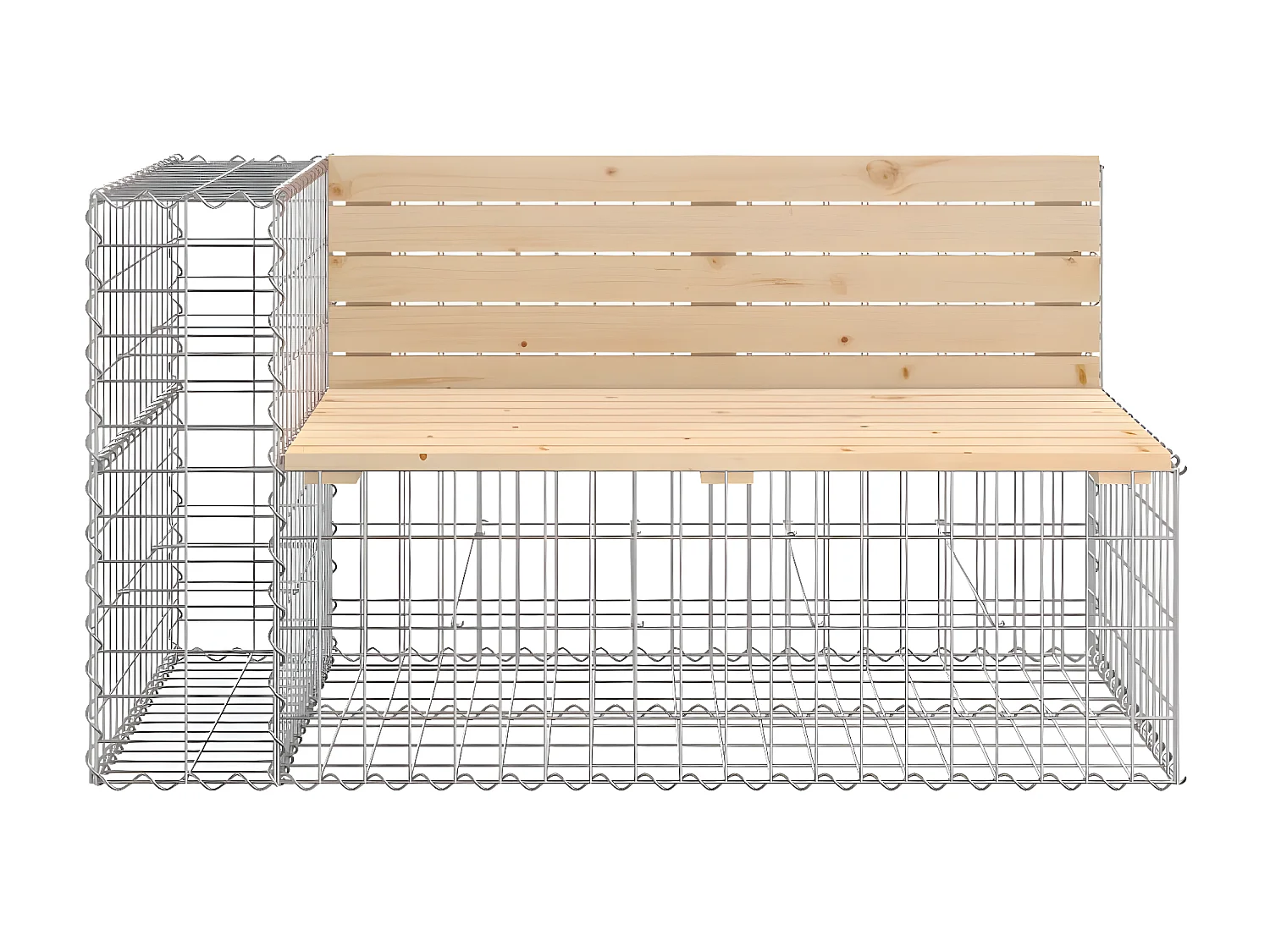 Banco de jardín con cesta de gaviones madera maciza de pino ES57414