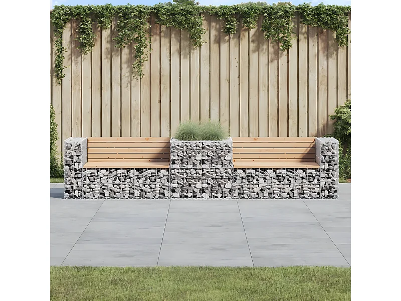 Banc de jardin avec panier en gabion bois massif de pin PEWV38414