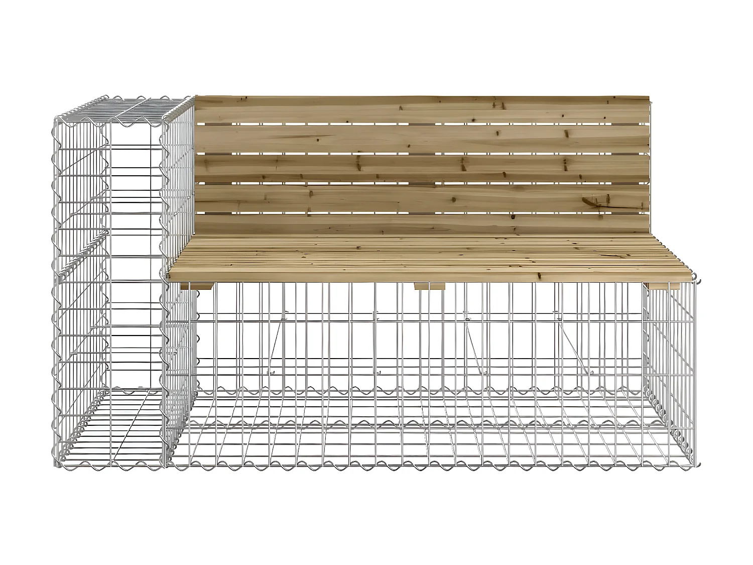 Banco de jardim c/ design gabião 244x71x65,5cm pinho impregnado PT672680