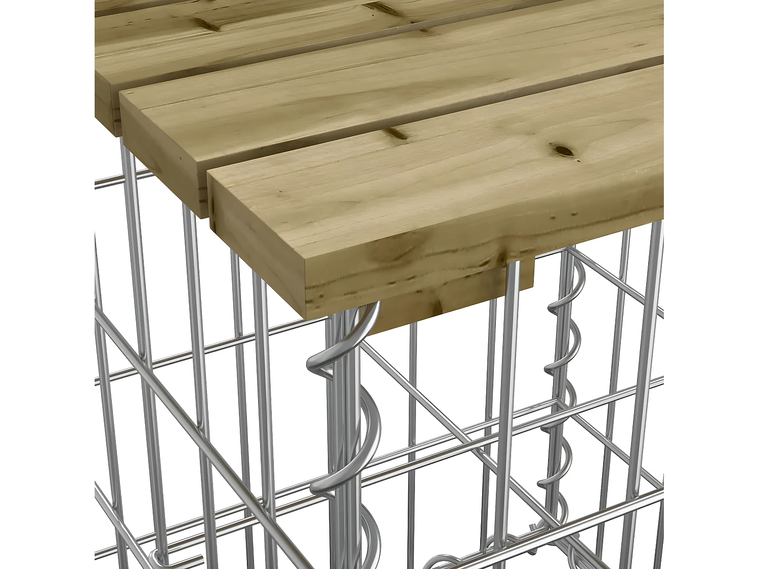 Banco de jardim c/ design gabião 244x71x65,5cm pinho impregnado PT672680