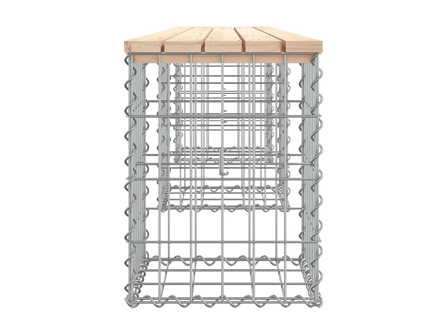 Banco de jardín diseño gaviones madera maciza pino 203x31x42 cm ES28491