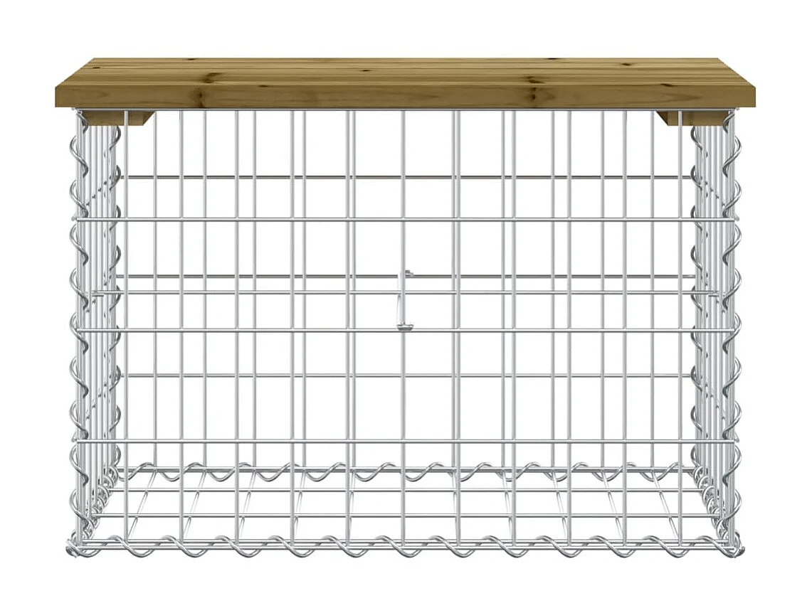 Banco jardín diseño gavión madera pino impregnada 63x31,5x42 cm ES34738