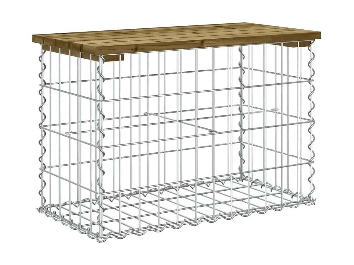 Banco jardín diseño gavión madera pino impregnada 63x31,5x42 cm ES34738