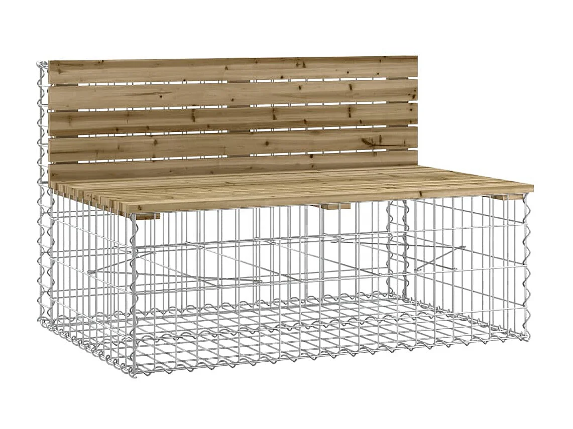 Banco jardín diseño gaviones madera pino impregnada 103x70x65cm ES81938