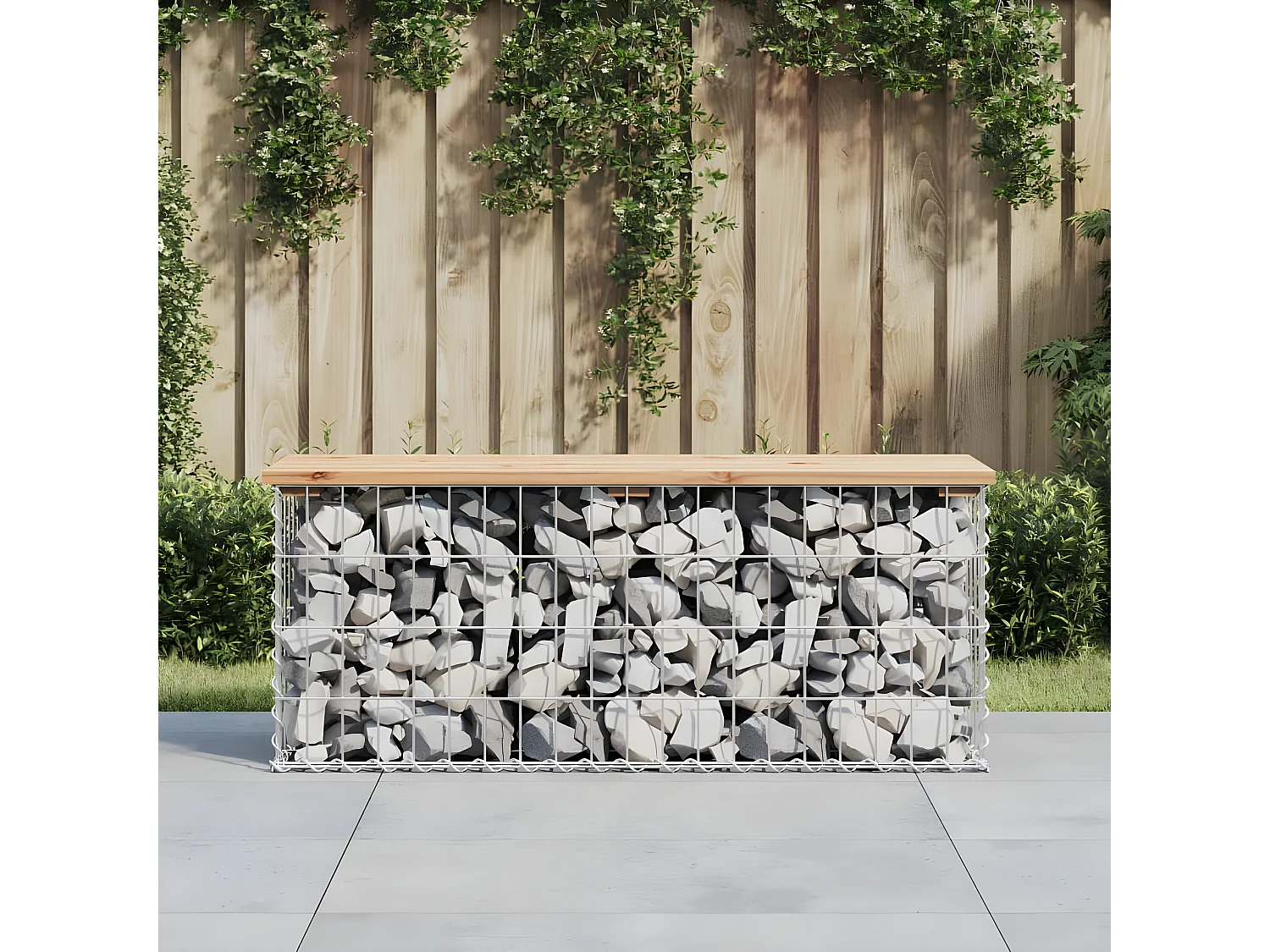 Banco de jardim c/ design gabião 103x31,5x42 cm pinho maciço PT867275