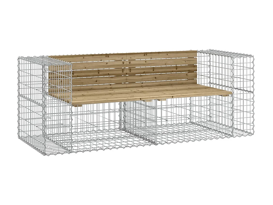 Banco de jardim c/ design gabião 184x71x65,5cm pinho impregnado PT977560