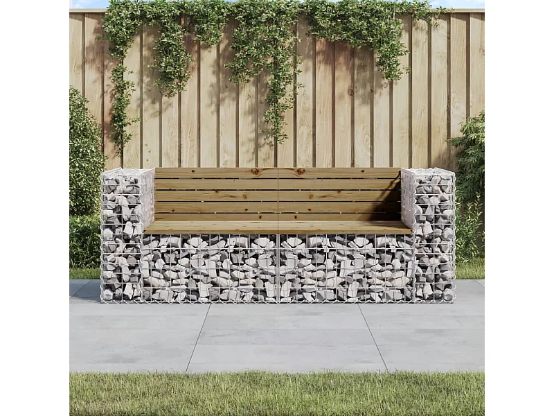Banc de jardin design gabion 184x71x65,5cm bois de pin imprégné PEWV81100
