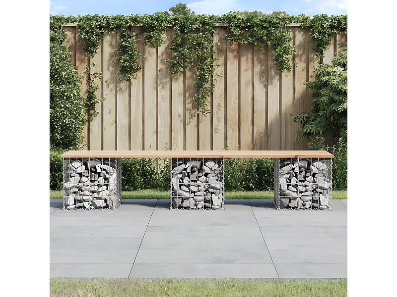 Banc de jardin design de gabion 203x44x42 cm bois massif de pin PEWV19037