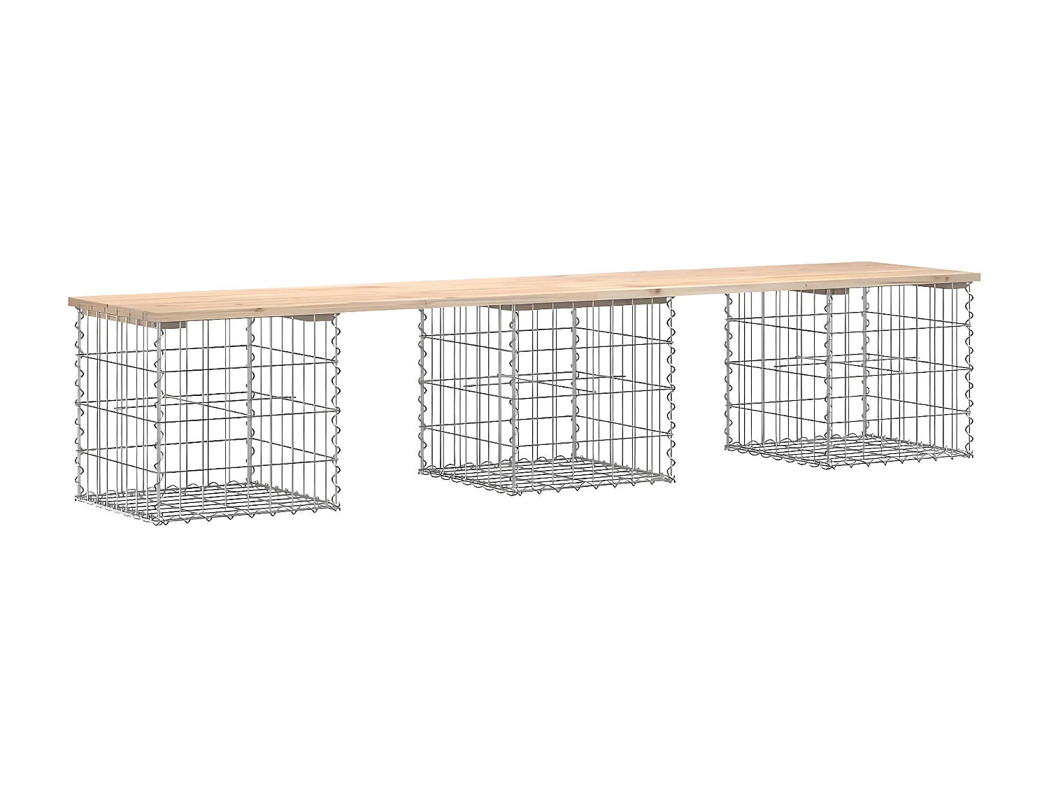 Banc de jardin design de gabion 203x44x42 cm bois massif de pin PEWV19037