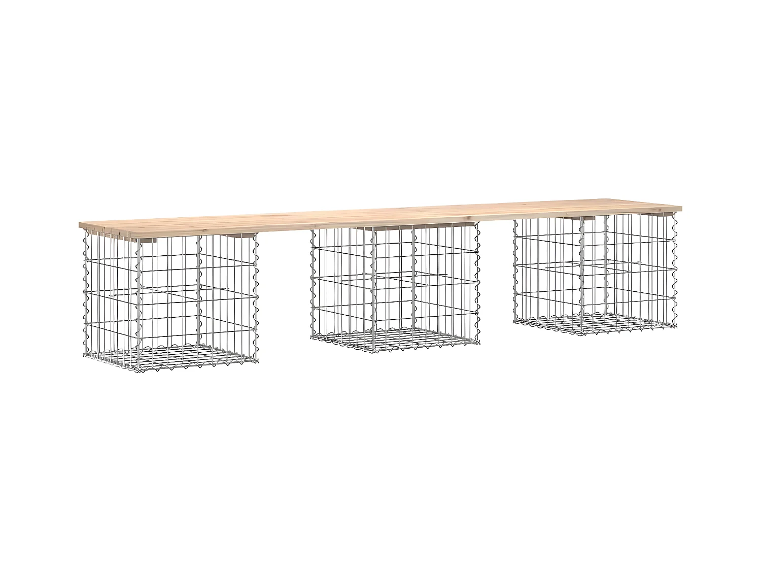 Banc de jardin design de gabion 203x44x42 cm bois massif de pin PEWV19037