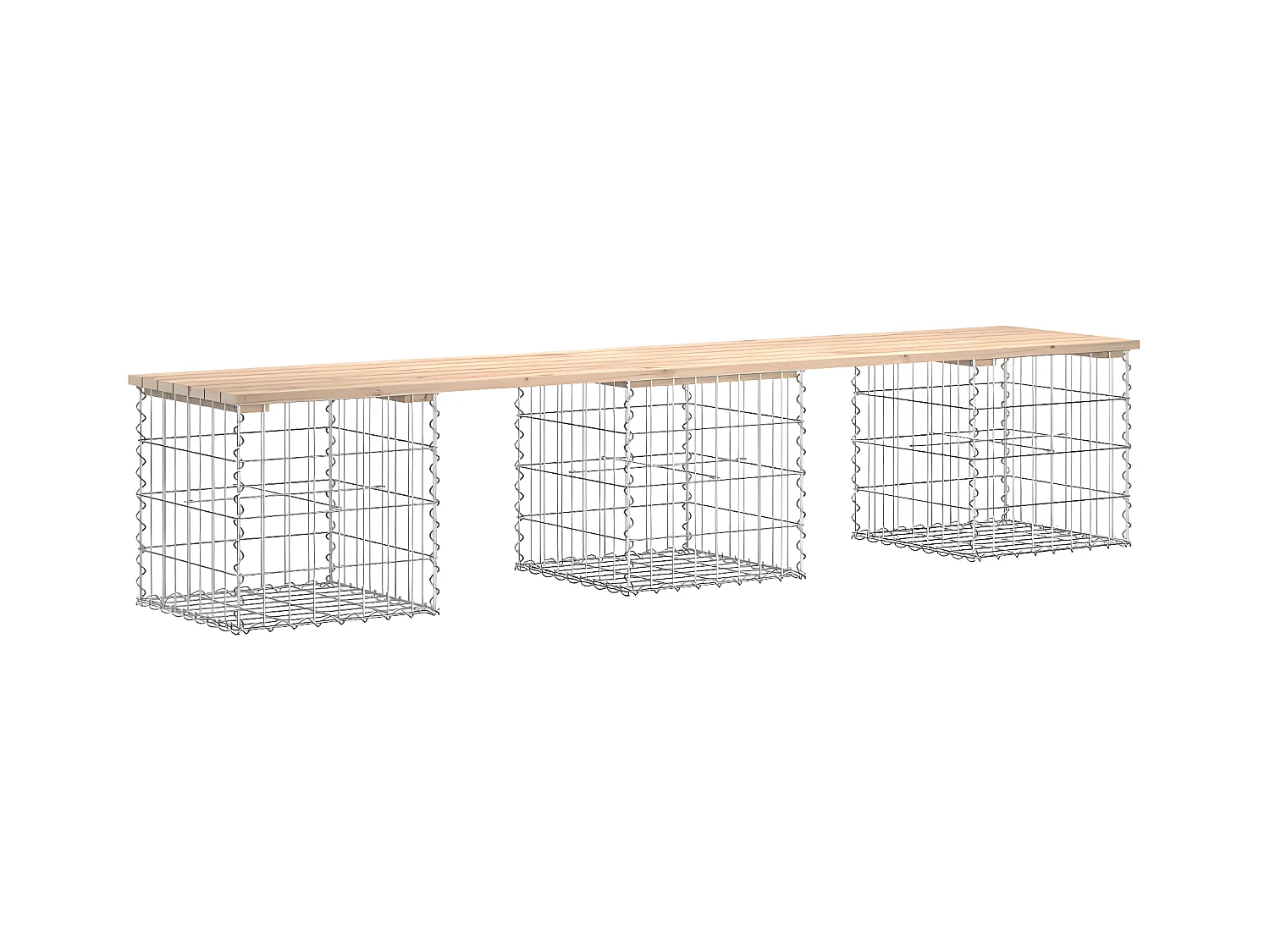 Banc de jardin design de gabion 203x44x42 cm bois massif de pin PEWV19037