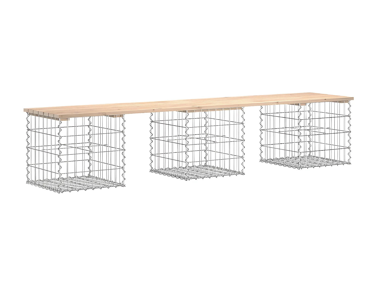 Banc de jardin design de gabion 203x44x42 cm bois massif de pin PEWV19037