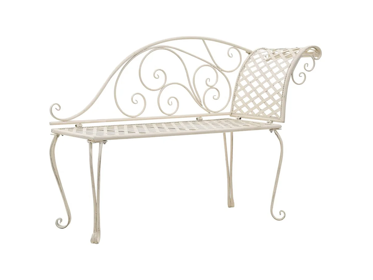 Chaise longue de jardin, Bain de soleil, Banc exterieur 128 cm Métal Antique Blanc SEF12387