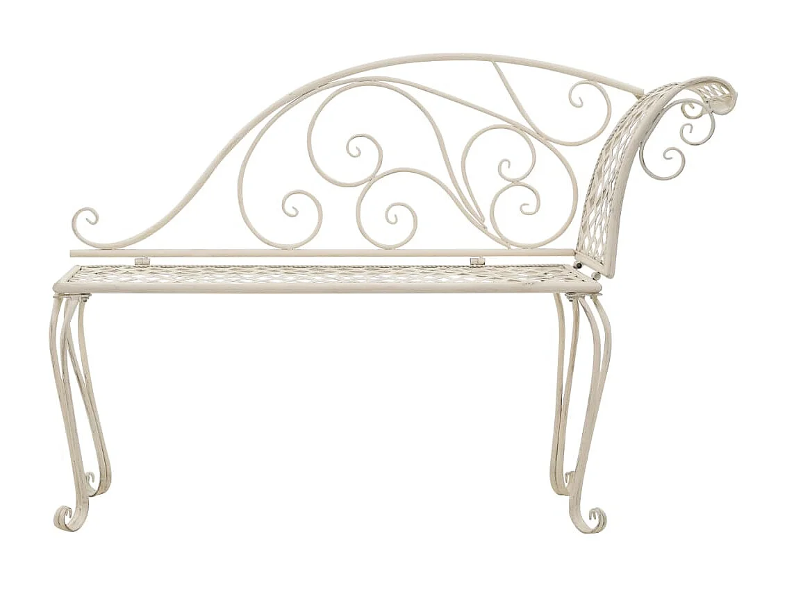 Chaise longue de jardin, Bain de soleil, Banc exterieur 128 cm Métal Antique Blanc SEF12387