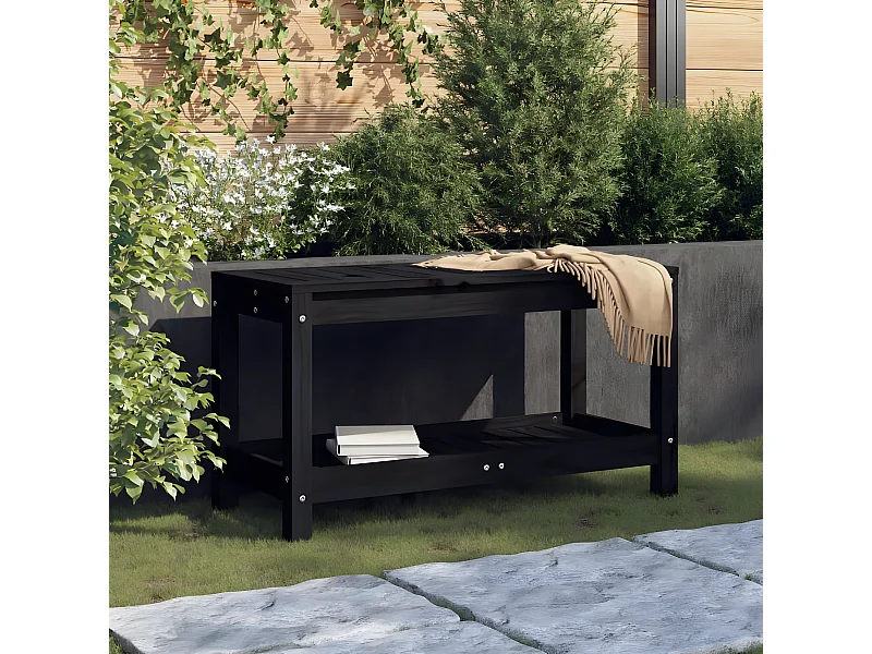 Banc de jardin noir 82,5x35x45 cm bois massif de pin PEWV15871