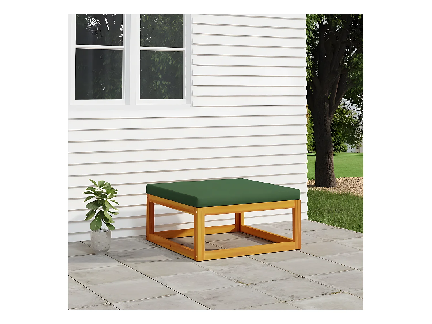 Canapé de jardin avec coussin verts bois massif d'acacia LQF47350