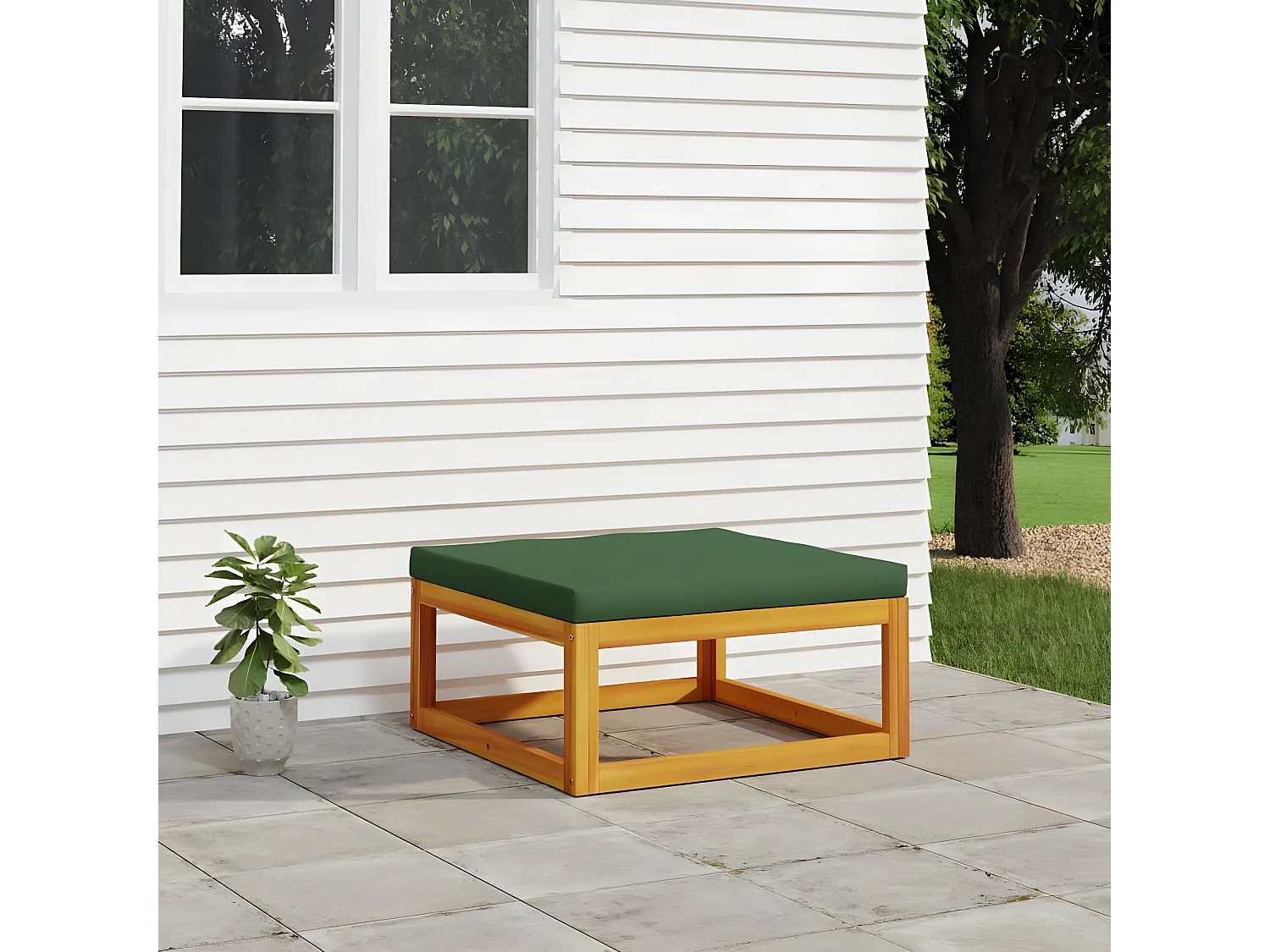 Canapé de jardin avec coussin verts bois massif d'acacia LQF47350