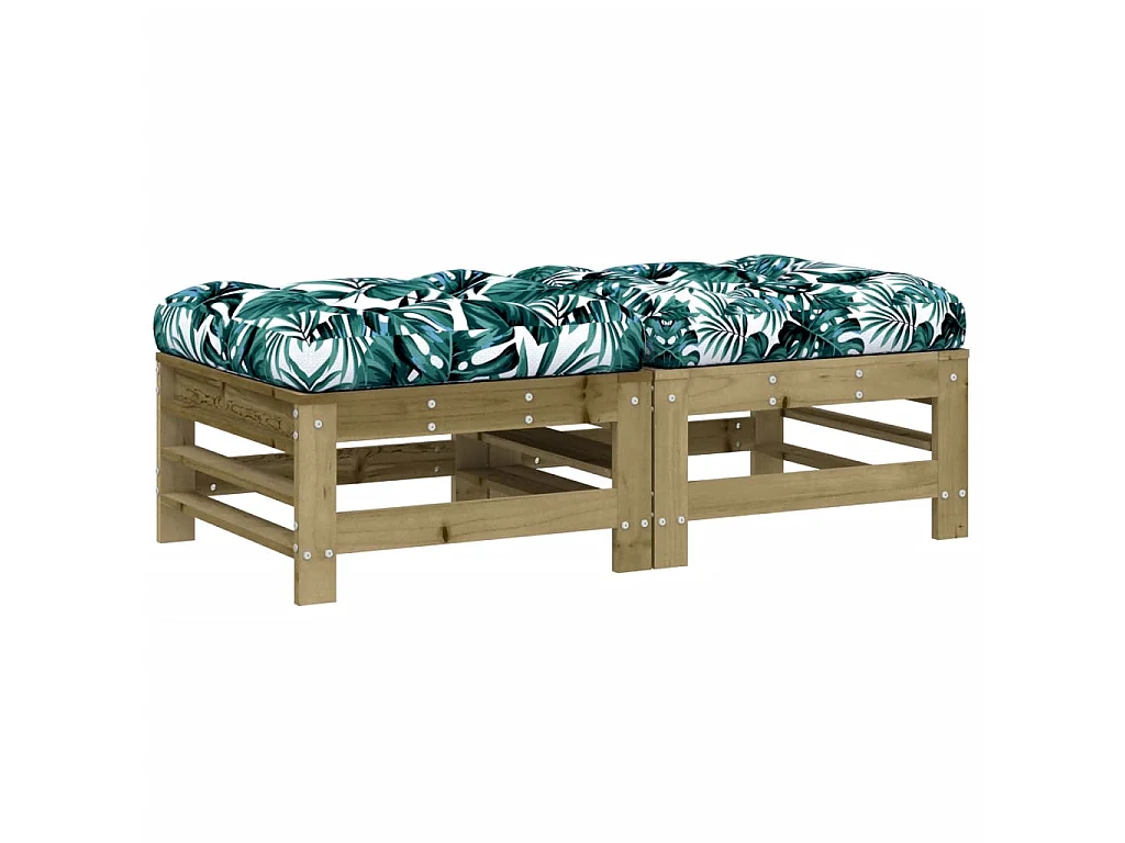 2 pcs Repose-pieds de jardin avec coussins bois de pin imprégné LQF19363