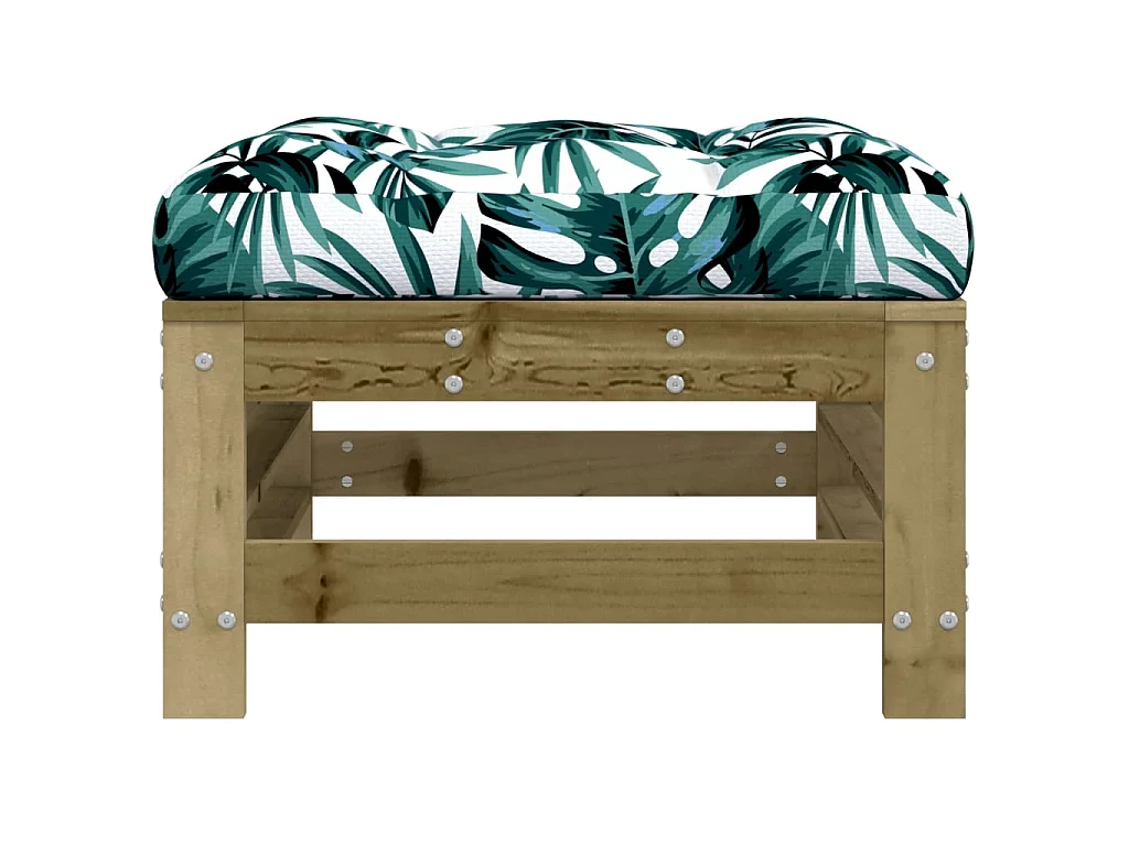 2 pcs Repose-pieds de jardin avec coussins bois de pin imprégné LQF19363